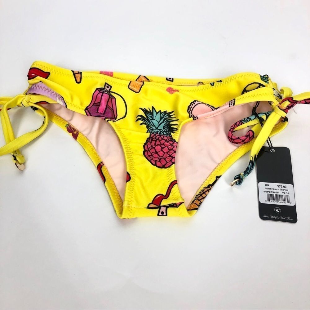 NWT Wildfox Swim Emoji Bikini Bottom CUTE Cherry LP Pineapple Perfume Heart